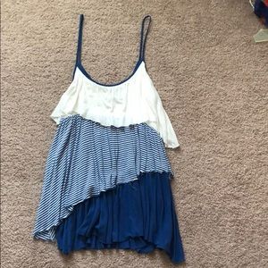 Say What tank blue and white tank top.